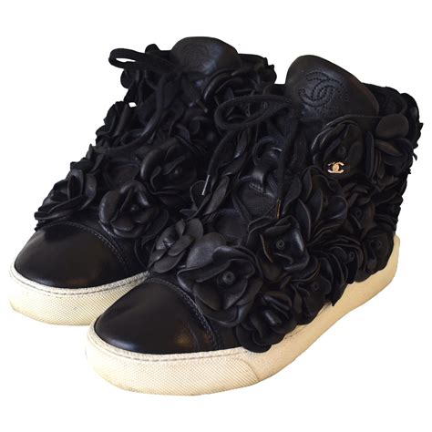 chanel black flower sneakers|Chanel sneakers cost.